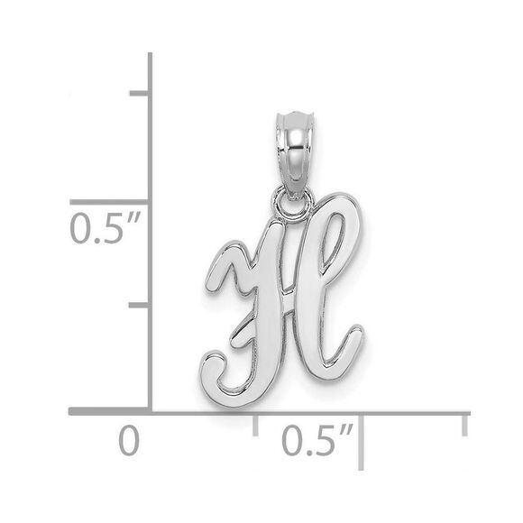 10K White Gold Polished H Script Initial Charm - Picture 8 of 9